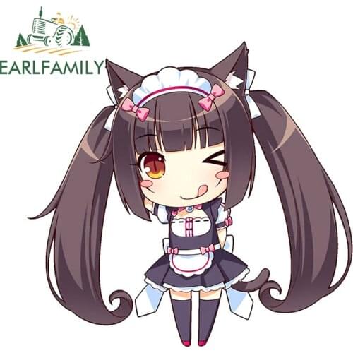 EARLFAMILY 13cm x 12.3cm For Chocola Nekopara Bashful Vinyl Car Stickers Auto Surfboard Decal Waterproof Personality Graphics