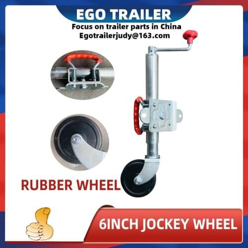 EgoTrailer 6" Jockey Wheel Swing Up Solid rubber Wheel 1000lbs Caravan RV Boat Trailer jack parts
