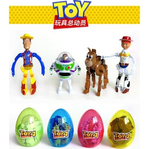 Disney Toy Story 4 Deformed Egg Toy Woody Jessie Buzz Lightyear Action Figures Surprise Egg Kids Gift