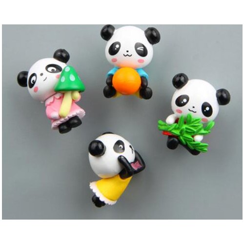 4PCS Korea Lovely Panda Action Figures Fridge Decoration Stickers Panda Magnet Miniature Figurines Animal Fridge Panda Magnets