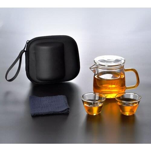 Express Cup Japanese-Style Glass Travel Tea Set Portable Bag Kung Fu Car Small Teapot One Pot Two Tea Cups