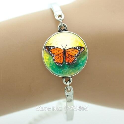 Elegant and charming Butterfly bracelet Orange Monarch Butterflies Entomology Insects bracelet & bangle women jewelry B137