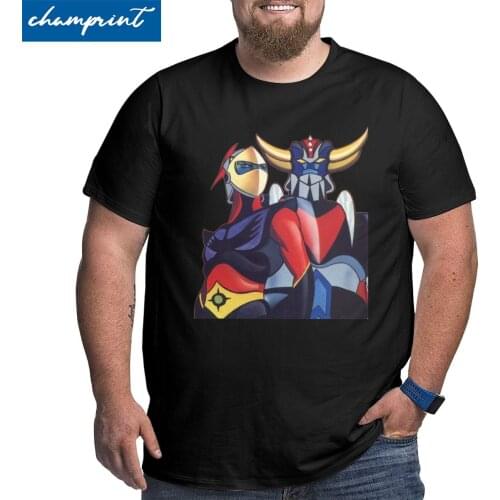 Leisure UFO Robot Grendizer Goldrake T-Shirt for Men 100% Cotton T Shirts Short Sleeve Big Tall Tees Oversized 4XL 5XL 6XL Tops