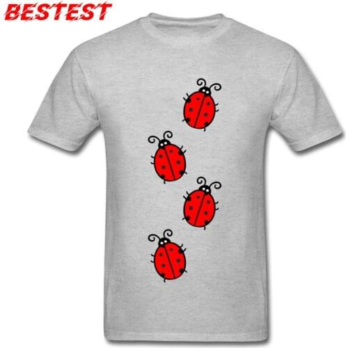 Ladybug Tee Summer Tops Men T-shirt Autumn Grey Tshirt Novelty Bugs Printed T Shirts Cotton Sweatshirts Garden Style