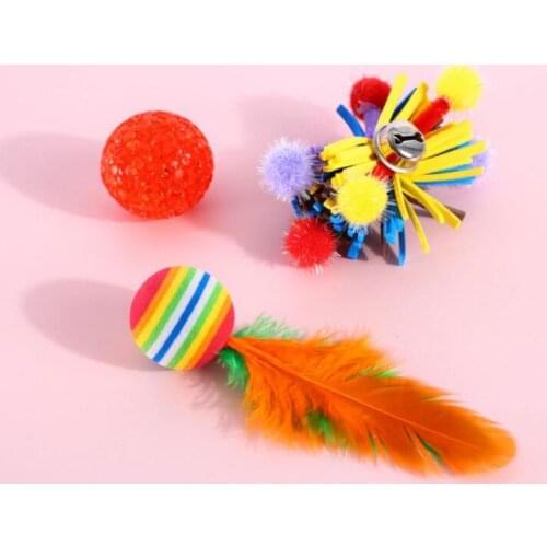 Pet Bell Ball Sounding Toy Cat Feather Multi-Mode Teeth Grinding Interactive Toys Kitten Chewing Vocal Toy Box Packaging