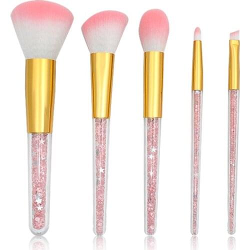 Crystal PINK Makeup Brushes with bling bling Rhinestones Glitter stars Unicorn Brushes Soft Powder Eyebrow Beauty Makeup Tools
