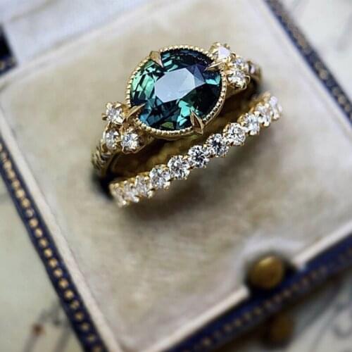 2Pcs/set Charm Zircon Ring Bijoux Femme Fashion Jewelry Bijoux Crystal Engagement Wedding Rings For Women Valentines Day Gifts