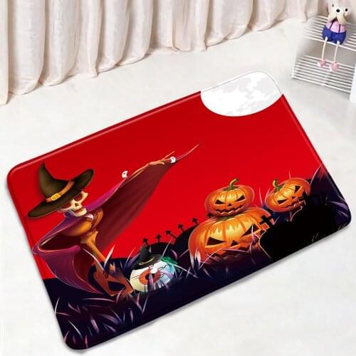 Halloween Bathroom Mat Pumpkin Sugar Skeleton Horror Ghost Non-Slip Floor Rugs Flannel Bath Kitchen Doorway Carpet Home Decor