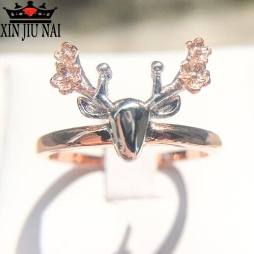 Creative Personality Elk Ring Rose Gold Color Women Ring Fashion Unique Deer Jewelry Gifts for Girlfriend plata de ley 925 Rings