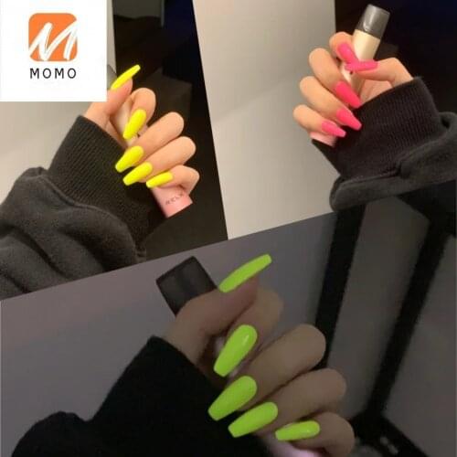 Summer Fluorescent Color Hot Girl European and American Nail Handmade Wear Nail Finished PatchManicure Fake Nails UV Nail Beauty