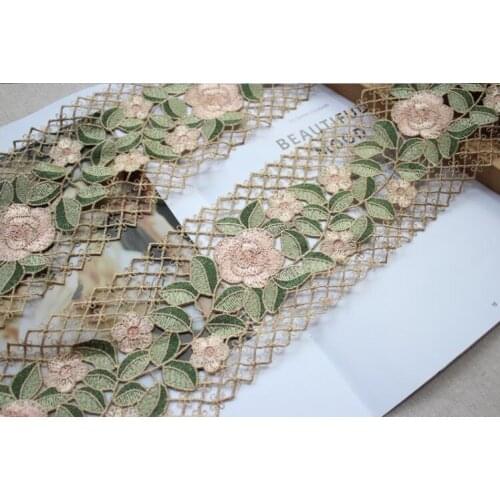 Hot 2 Meters 10cm Width High Quality Chinese Style Flower Lace Trim Soft African Nigeria Heavy Lace Fabric 2019 New Arrival