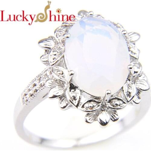 Luckyshine New Rings For Women Classical Oval White Moonstone Wedding Jewelry Rings Russia Australia Rings