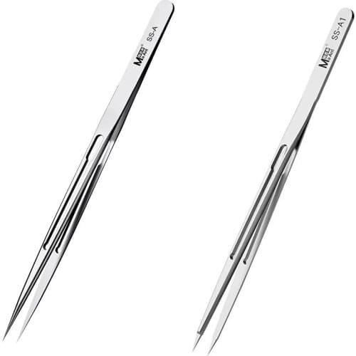 MaAnt SS-A SS-A1 Precision Tweezers Hand Polish Non-Magnetic Stainless Steel BGA IC Micro Soldering Jump Wire Repair tools