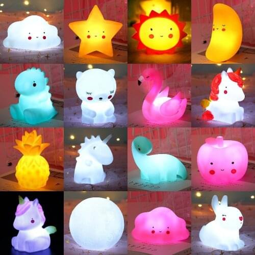 Cute Star Moon Flamingo Unicorn Glow Night Lights Baby Shower Decorations Birthday Party Decorations Kids Gifts Wedding Favors