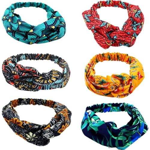 Fashion Women Girls Summer Bohemian Hair Bands Print Headbands Elastic Hair Girl Turban Bandage HairBands Hair Accessories