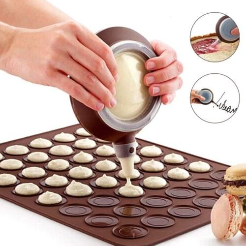 Silicone Macaron Kit Baking Mold Set of Pastry Baking Mat Sheet and Decorating Piping Pot with 4pcs Nozzles Baking Tools