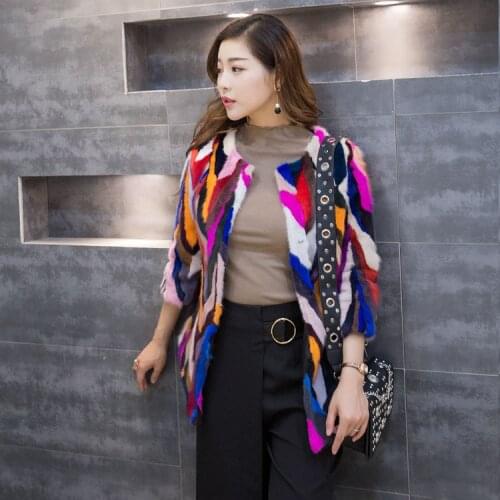 Genuine real natural mink fur coat womens fashion warm winter multicolor colorful waistcoats custom any size Free shipping