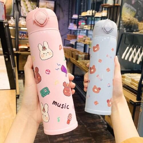 New Stainless Steel Vacuum Flask Cartoon New Bouncing Water Cup Outdoor Sports Cup Student Gifts Wholesale
