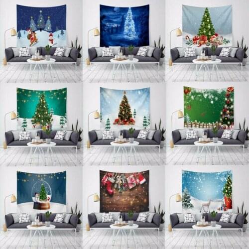 2019 New Merry Christmas Tapestry Funny Santa Reindeer Print Wall Hanging Xmas Party Decor Knitted Tapestries