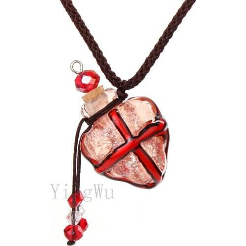 Wholesale 24pcs Lot Fashion Women Perfume Bottle Necklace Murano Lampwork Glass Pendant Perfume Bottle Heart Pendant Necklace