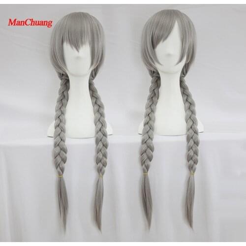 ManChuang JDCosplay Wig Perucke 80cm Pferdeschwanz Silber Ostern Geschenk Cosplay Wig