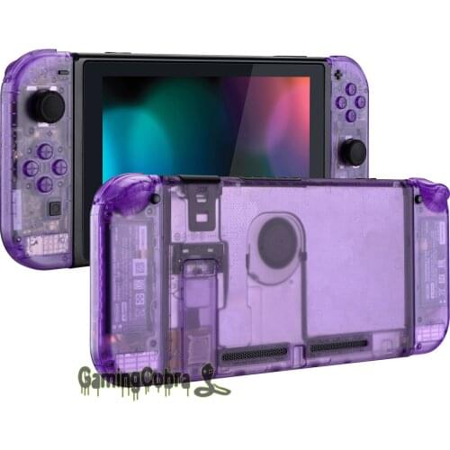 Custom Clear Atomic Purple Console Back Plate W/ Controller Housing Shell W/ Buttons for Nintendo Switch Console & Joy-Con