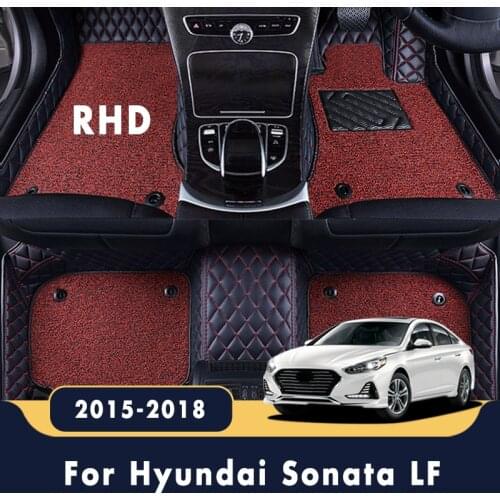 RHD For Hyundai Sonata LF 2018 2017 2016 2015 Custom Luxury Car Floor Mats Double Layer Wire Loop Leather Carpets Accessories