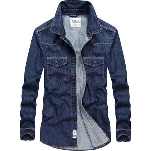 Fashion Denim Shirt Mens Cowboy Shirts Cotton Big Size XXXL Men Long Sleeve Casual Shirt Man Male Shellort Tops Men Clothing