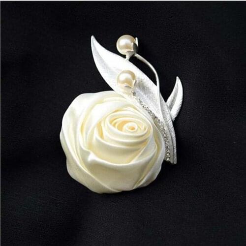 DIY 10Pcs new European and American style wedding bride and groom wedding party handmade ribbons roses brooches
