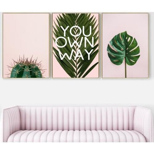 Tropical Cactus Monstera Palm Leaf Plant Wall Art Canvas Painting Nordic Posters And Prints Wall Pictures For Living Room