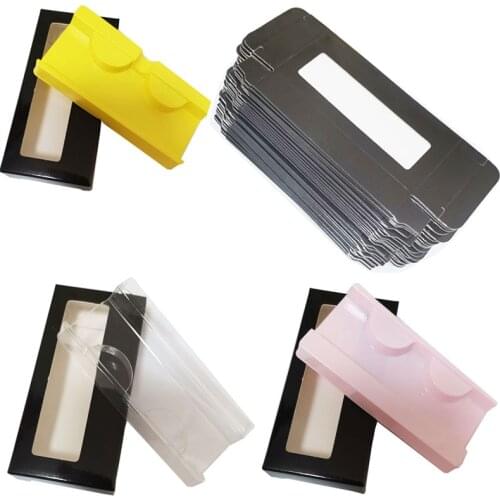 Packaging empty lashes box case Wholesale black Eyelashes Boxes Package Paper Lash Box New cases pink yellow tray
