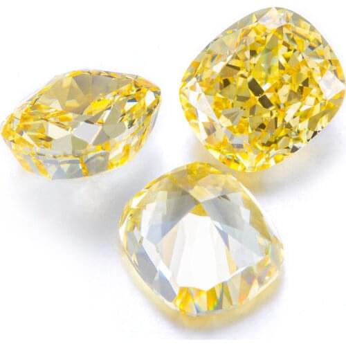 High Quality Synthetic Diamond Yellow White Pink Blue Cushion Shape Cubic Zirconia Loose Gemstones
