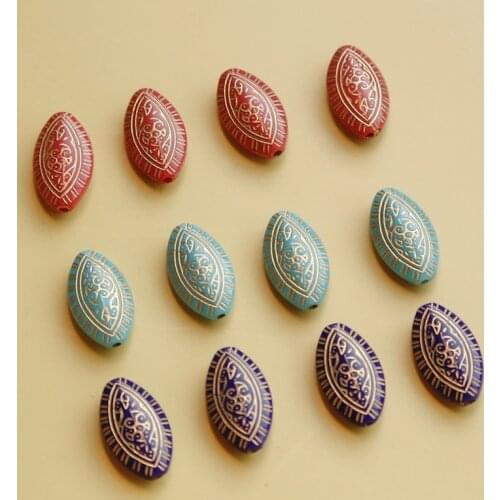 Japanese tracing gold retro pointed resin beads handmade earrings diy accessories hand-made jewelry materials