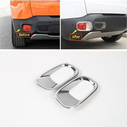 Yimaautotrims Chrome Rear Tail Fog Lights Foglight Lamp Cover Trim For Jeep Renegade 2015 2016 2017 2018 2019 Exterior Kit ABS