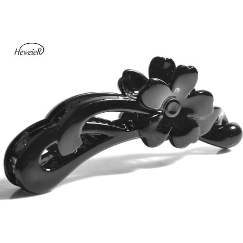 Hairpins Hair Banana Clip Barrettes Black Plastic Hair Claw Side Grip Flowers Holder Women Lady Headwear Hair Accessories