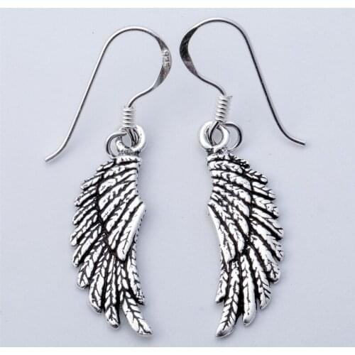 925 Sterling Silver Angel Wings Dangle Drop Earrings Biker Jewelry Gifts for Women Wife Her Girlfriend Girls Dropshipping YCE03