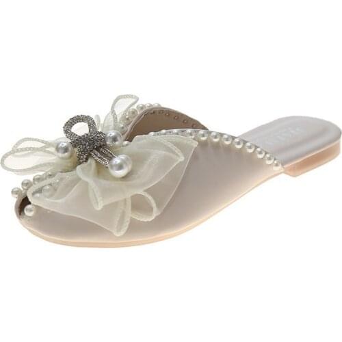 Slippers womens new Baotou cool fashion shoes bow diamond womens shoes casual slippers women Q8