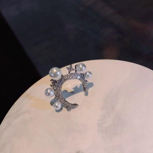 MENGJIQIAO New Delicate Micro Paved Cubic Zircon Rings For Women Elegant Pearl Finger Ring Fashion Jewelry Girls Gifts