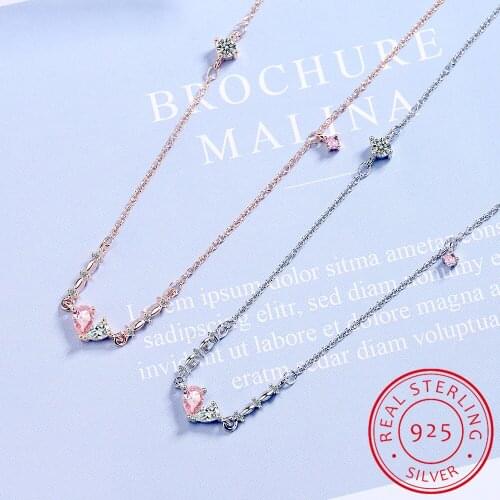 Simple Charm 925 Sterling Silver Zirconia Waterdrop Short Necklace For Women Clavicle Chain collares choker S-N24