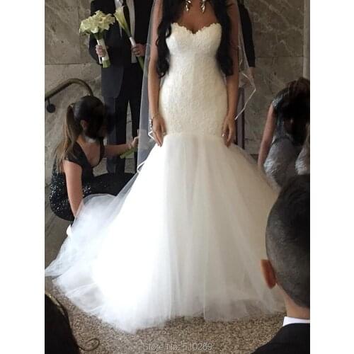 Fit And Flare Sweetheart Low Back Tulle Lace Bridal Gown Wedding Dresses Robe De Mariage Custom Size Vestido De Noiva