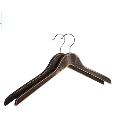10pcs/lot 44.5cm Adult vintage real wood hangers high-grade anti-skid wooden hanger