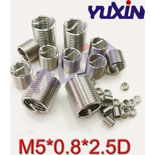 100pcs M5*0.8*2.5DWire Thread Insert Stainless Steel 304 Wire Screw Sleeve, M5 Screw Bushing Helicoil Wire Thread Repair Inserts