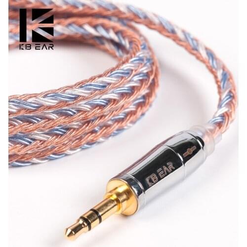 KBEAR 16 core Silver plated cable With 2.5/3.5/4.4 Earphone Cable For KB06 C10 KZ ZS10 PRO ZSX BLON BL03 CCA C12 QDC TFZ