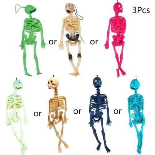 3 Pcs Human Skull Skeleton Halloween Model Funny Tricks Key Chain Toy Game Keychain Decor Party Prop Toys Random Delivery