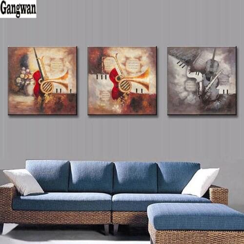 3d rhinestone 3 Pcs/Set Abstract Musical instrument hobby Wall Art Picture full diamond Painting mosaic Wall Art Top Home Decor