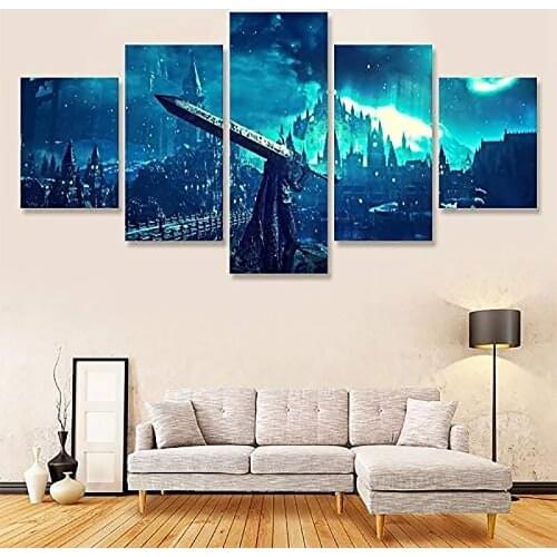 5 Piece Wall Art Canvas Anime Manga Dark Castle Posters And Prints Home Room Modern Living Decor Bedroom Decoration Paintings