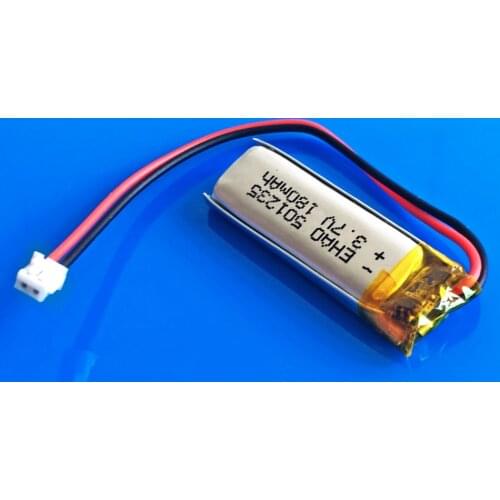 501235 3.7V 180mAh lithium polymer rechargeable lipo battery JST ZH 1.5mm 2pin connector for MP3 bluetooth headset video pen