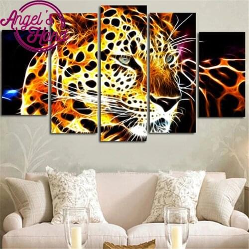 5D diamond painting tiger pictures of rhinestones 5pcs square cross stitch needlework home decorative Pasted Diamond embroidery