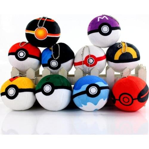 7cm 10pcs/Lot Random Poke Ball Plush Toys Pendants Pokeball KeyChains Soft Stuffed Pokemon Doll Gifts