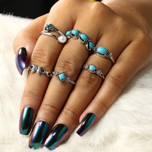 8PCS/SET Elegant Simulated-pearl Finger Rings Set For Women New Fashion Vintage Anillos Mujer Seed Beads Knuckle Rings